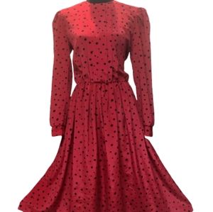 Vintage 70s Toni Todd Long Sleeve Polka Dot Dress